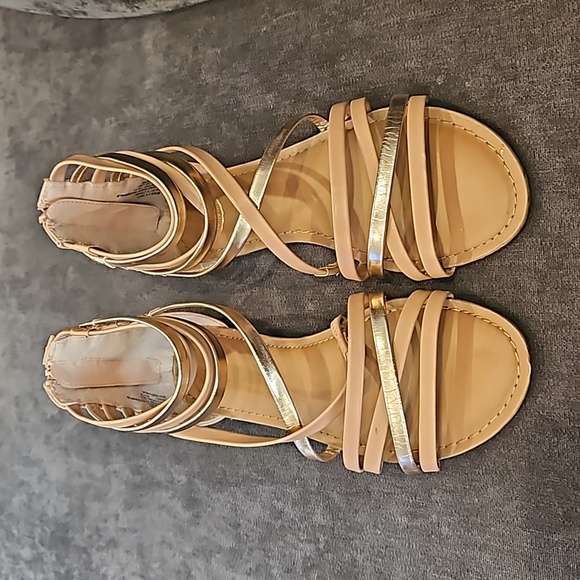Tan & Rose Gold Gladiator Sandals - Picture 2 of 6